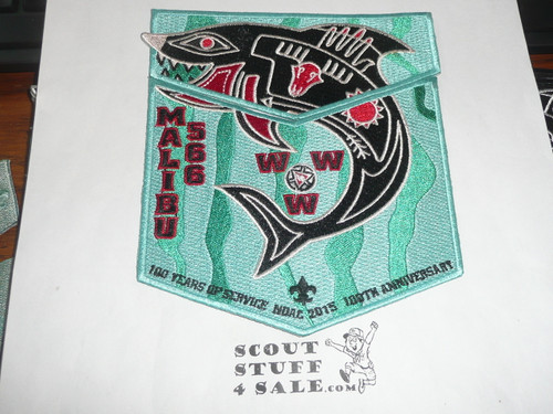 Order of the Arrow Lodge #566 Malibu 2015 100th Anniversary Centennial NOAC 2 Piece Flap Patch Set, Fundraiser Set