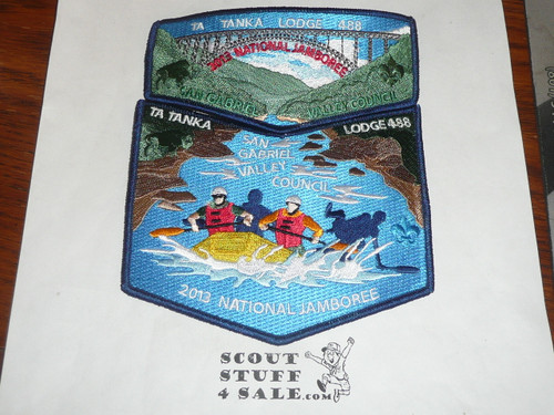 Order of the Arrow Lodge #488 Ta Tanka 2013 Jamboree 2-piece Flap Patch, Blue bdr