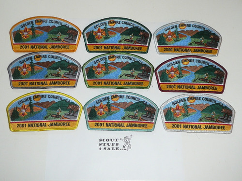 2001 National Jamboree JSP - Golden Empire Council, Complete set JSP's including RARE mylar bdr