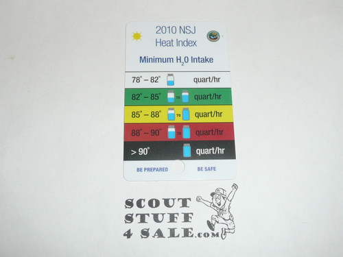 2010 National Jamboree Minimum Water Intake Plastic card