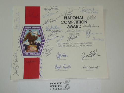 National Order of the Arrow Conference (NOAC), 1988 National Competition Award Certificate