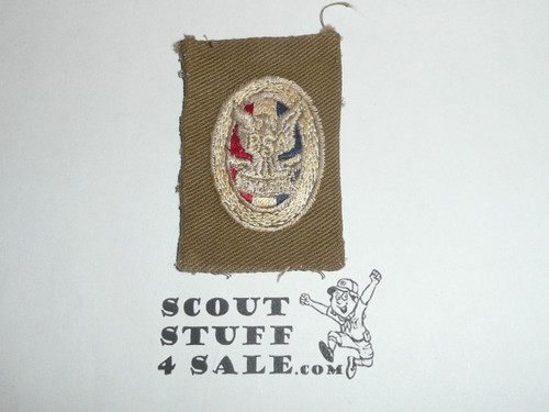 Eagle Scout Patch, Type 1, 1924-1932, Khaki color Cloth, Lite use with material folded under