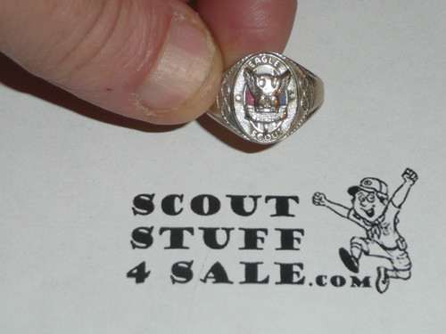 Eagle Scout Ring, 1930's 14k White GOLD, Horizontal knot, MINT Condition, Size 10, Can be sized to fit