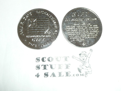 1976 Boy Scout Bicentennial Gift Coin / Token, Get Involved for Them, silver color