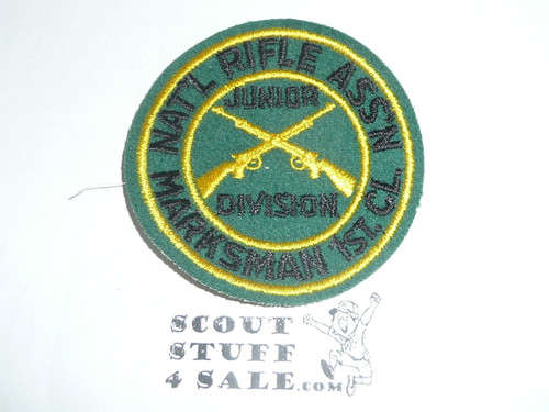 National Rifle Association NRA Junior Division Marksman First Class Felt Patch, used in Scout Camps