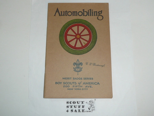 Automobiling Merit Badge Pamphlet, Type 3, Tan Cover, 1925 Printing, Mint Condition