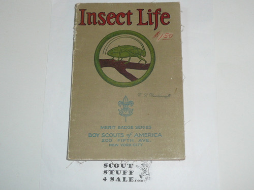 Insect Life Merit Badge Pamphlet, Type 3, Tan Cover, 6-25 Printing, book fotmat, 214 pages, Near Mint condition