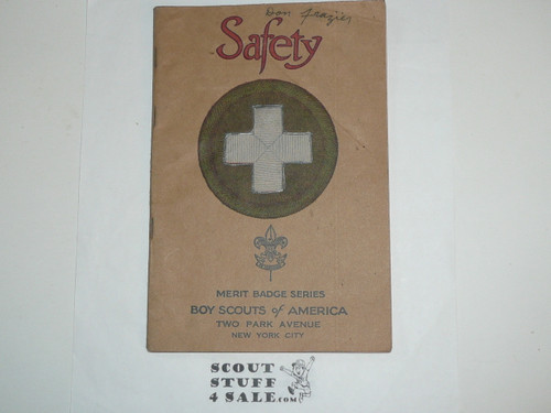 Safety Merit Badge Pamphlet, Type 3, Tan Cover, 1929 Printing, Mint condition