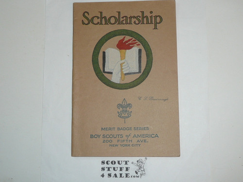 Scholarship Merit Badge Pamphlet, Type 3, Tan Cover, 1925 Printing, Mint condition