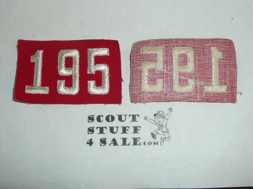 1940's Red Troop Numeral "195", felt, gauze back, Unused