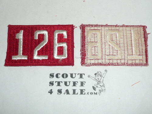 1970's Red Troop Numeral "126", fully embroidered, Unused