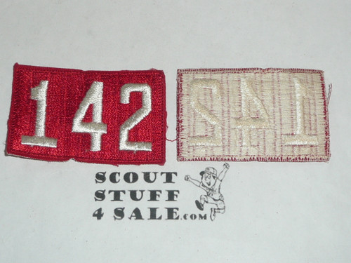 1970's Red Troop Numeral "142", fully embroidered, Unused