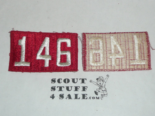 1970's Red Troop Numeral "146", fully embroidered, Unused