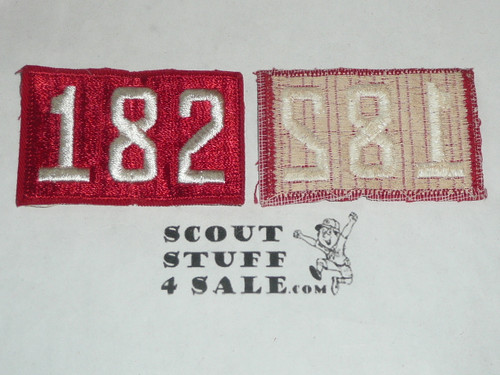 1970's Red Troop Numeral "182", fully embroidered, Unused