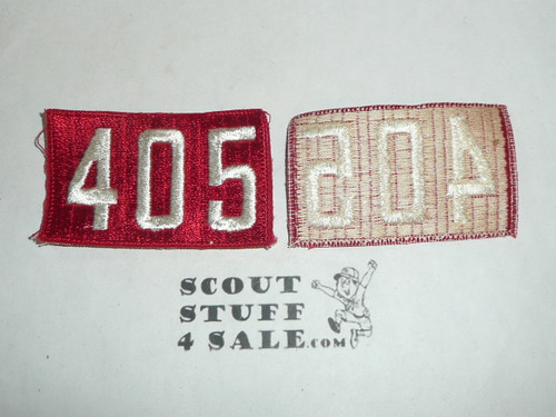 1970's Red Troop Numeral "405", fully embroidered, Unused