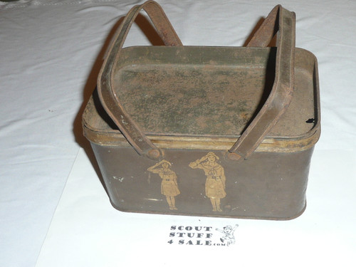 Early Girl Scout Metal Lunch Box, RARE, shows wear