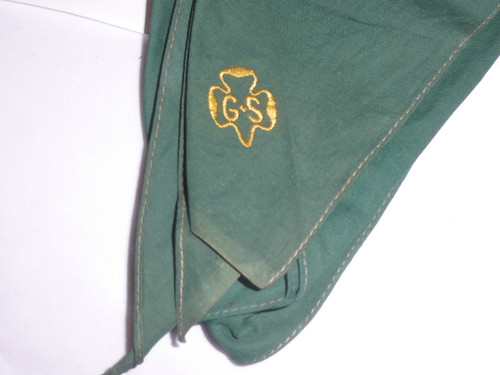 Girl Scout Embroidered Neckerchief, green, used