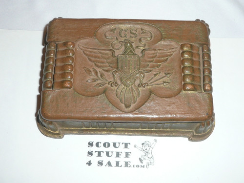 Vintage Girl Scout Composition Trinket Box, perfect condition