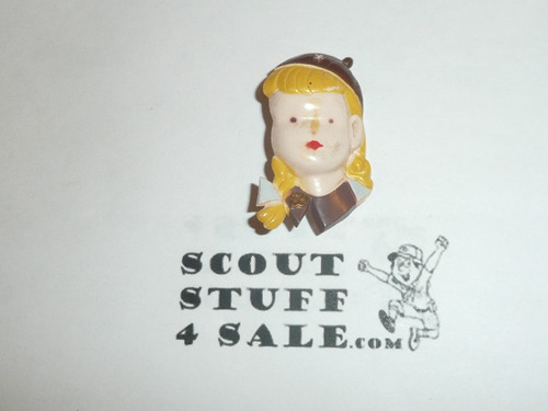 Brownie Girl Scout Bakelite Plastic Pin, Vintage, HC29