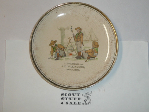 JC Williamson early Boy Scout Decorative 7" Plate, Dresden China, some chips