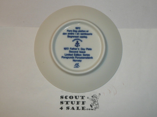 1972 Fathers Day Boy Scout Decorative 5" Plate, Porsgrund, Norway