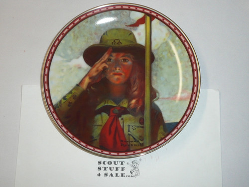 Knowles Norman Rockwell Girl Scout "On My Honor" 1988, 8.5" Decorative China Plate