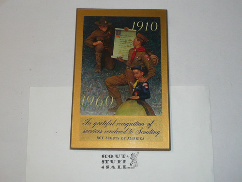 1960 50th BSA Anniversary Recognition Standing Bookshelf Ornament, Norman Rockwell