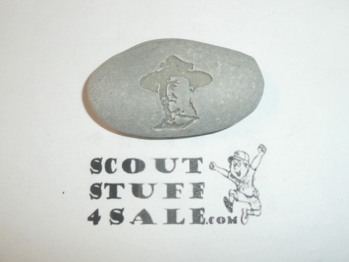 Baden Powell etched in a rock Paperweight, Buffalo Trail Council