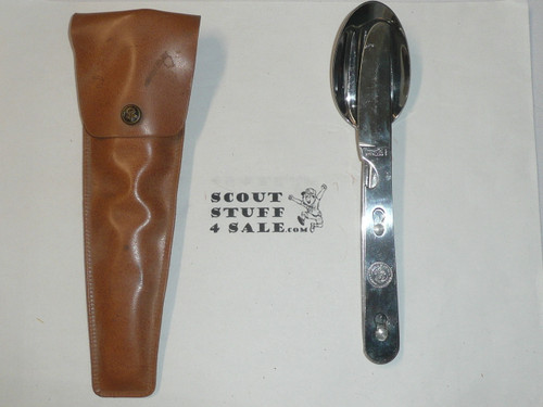 1960's Boy Scout Fork Knife and Spoon Set, With Case, Imperial