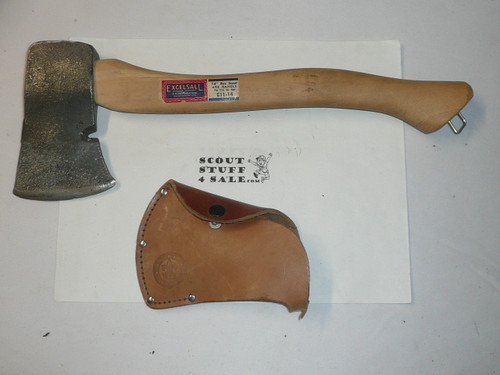 Official Boy Scout Axe / Hatchet made with leather Sheath, Unused