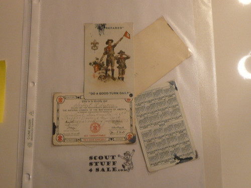 1918 Boy Scout SCOUTMASTER Celluloid Membership Card, 6 signatures, expires January 1918, 1918-1 variety, BSMC227