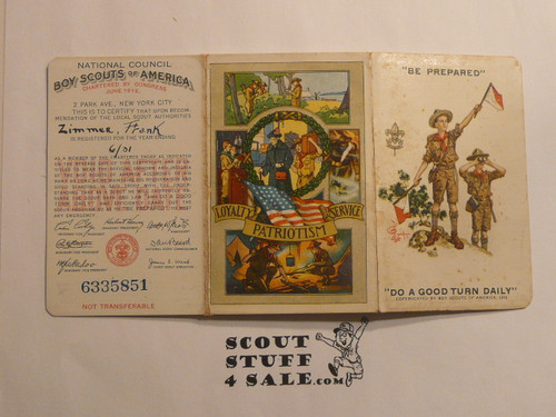 1931 Boy Scout Membership Card, 3-fold, 7 signatures, expires June 1931, BSMC287