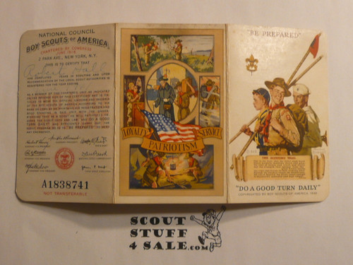 1941 Boy Scout Membership Card, 3-fold, 7 signatures, June 1941, BSMC336