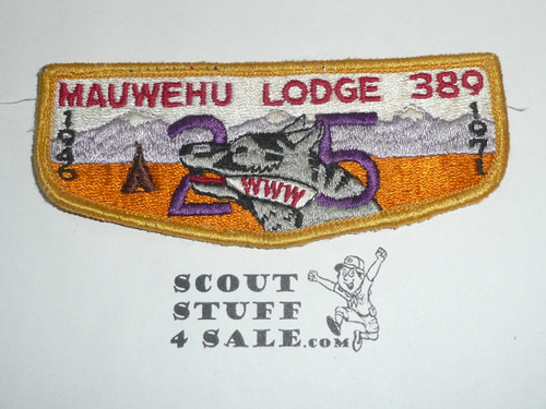 Order of the Arrow Lodge #389 Mauwehu s3 Flap Patch, lite use