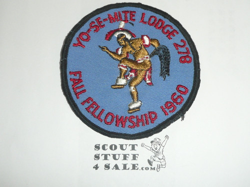 Order of the Arrow Lodge #278 Yo-Se-Mite 1960 Fall Fellowship Patch