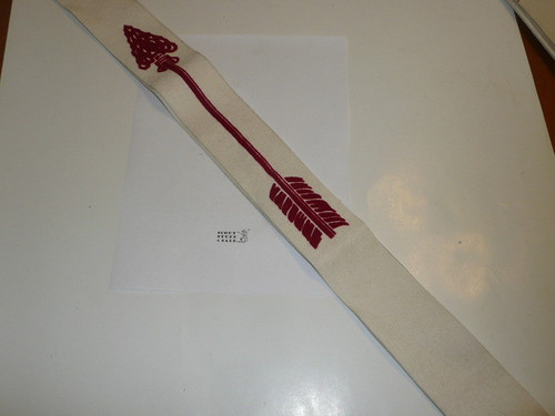 1950's Flocked Felt Ordeal Order of the Arrow Sash, Unused but a little unnoticeable mothing, 30.5"