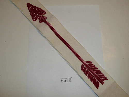 1950's Flocked Felt Ordeal Order of the Arrow Sash, Unused but a little noticeable mothing, 30.5"