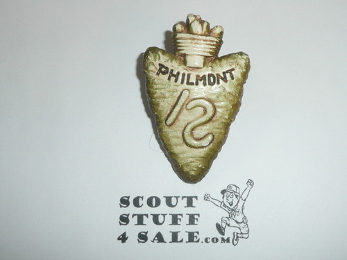 Philmont Scout Ranch Plaster Neckerchief Slide, Arrowhead Brand With Green Edges, EARLY