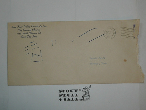 Red River Valley Council Stationary and Envelope, 1951 letter from the Scout Executive