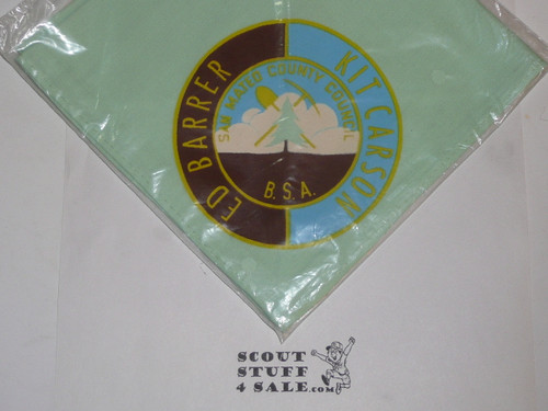 Camp Ed Barrer / Kit Carson Neckerchief, San Mateo County Council, unused