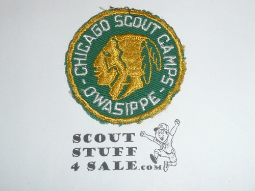 Owasippe Scout Camps c/e twill Camp Patch, Chicago Area Council, lite use