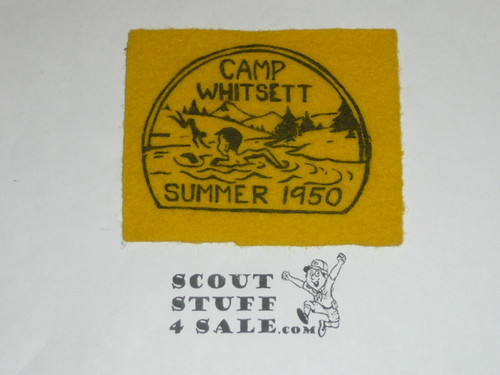 1950 Camp Whitsett Felt Patch, San Fernando Valley Council, 4th year of the camp, unused, Patch given to and owned by WP Whitsett