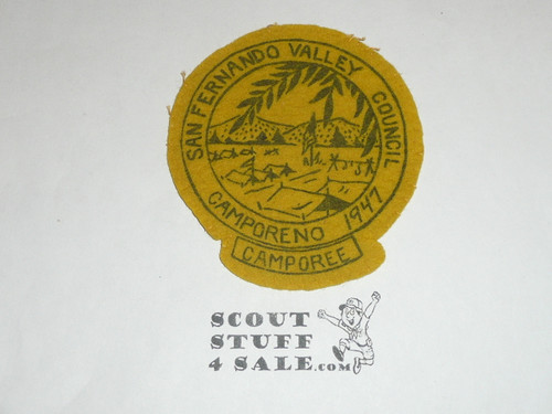 San Fernando Valley Council 1947 Camporeno Felt Patch, lt use