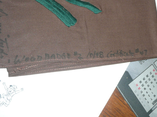 Wood Badge Neckerchief (Axe and Log) Brown cloth with Green Signed by Paul "Torchy Dunn, Founder of Torchy Neckerchief Slides, Attended Wood Badge #2 (oct 1948) Certificate #47axe and log