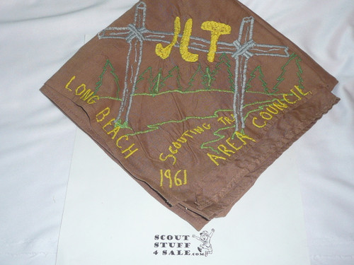 1961 Long Beach Area Council Junior Leader Training Embroidered Neckerchief