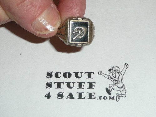 Silver Explorer Scout Ring, SILVER with black background, Size 10