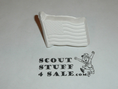 U.S. Flag Plaster Neckerchief Slide, unpainted, Great for Cub or Boy Scout Project