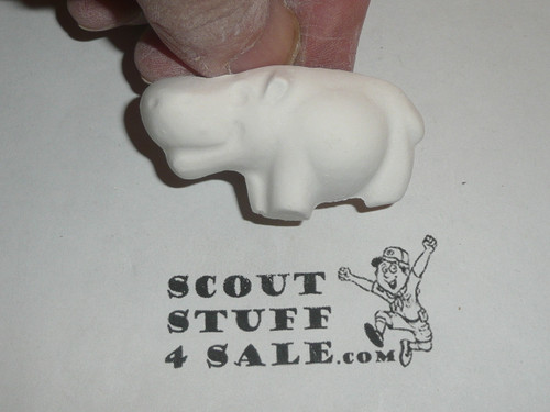 Hippo Plaster Neckerchief Slide, unpainted, Great for Cub or Boy Scout Project