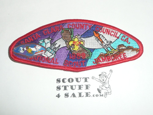 1989 National Jamboree JSP - Santa Clara Council with Contingent Pin, red