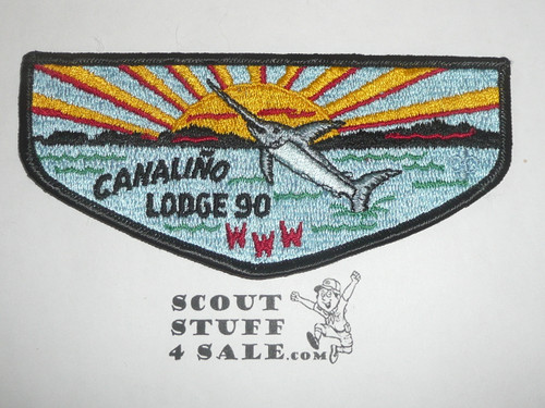 Order of the Arrow Lodge #90 Canalino s3 Flap Patch, Numbered and Original